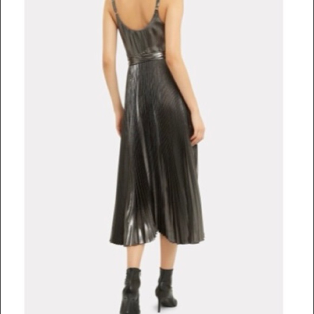 A.L.C intermix silver metallic pleated dress - Picture 3 of 7
